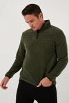 Buratti Fleecepullover Slim Fit Dunkelgrün/Grün
