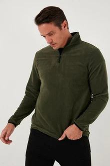 Buratti Fleecepullover Slim Fit Dunkelgrün/Grün Buratti Fleecepullover Slim Fit Dunkelgrün/Grün