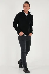 Buratti Fleecepullover Slim Fit Schwarz