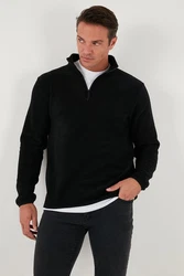 Buratti Fleecepullover Slim Fit Schwarz