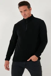 Buratti Fleecepullover Slim Fit Schwarz