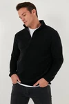 Buratti Fleecepullover Slim Fit Schwarz