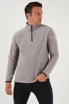 Buratti Fleecepullover Slim Fit Grau/Hellgrau