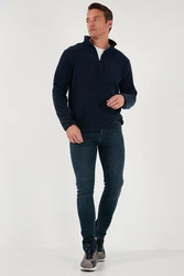 Buratti Fleecepullover Slim Fit Dunkelblau
