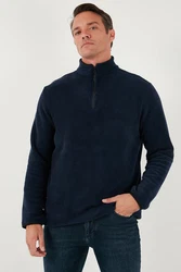 Buratti Fleecepullover Slim Fit Dunkelblau