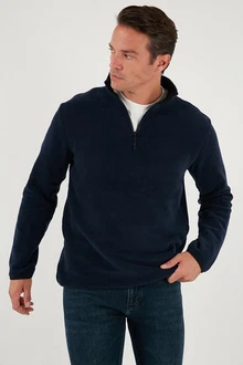 Buratti Fleecepullover Slim Fit Dunkelblau Buratti Fleecepullover Slim Fit Dunkelblau