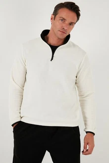 Buratti Fleecepullover Slim Fit Weiß/Creme/Dunkelblau Buratti Fleecepullover Slim Fit Weiß/Creme/Dunkelblau