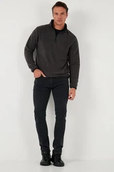 Buratti Fleecepullover Slim Fit Dunkelgrau/Grau/Schwarz/Braun/Dunkelgrün