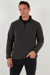 Buratti Fleecepullover Slim Fit Dunkelgrau/Grau/Schwarz/Braun/Dunkelgrün