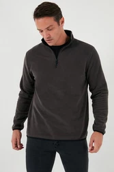 Buratti Fleecepullover Slim Fit Dunkelgrau/Grau/Schwarz/Braun/Dunkelgrün