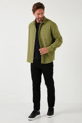 Buratti Langarmhemd Regular Fit Dunkelgrün/Grün/Khaki