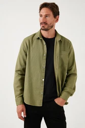 Buratti Langarmhemd Regular Fit Dunkelgrün/Grün/Khaki