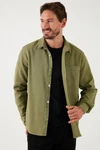 Buratti Langarmhemd Regular Fit Dunkelgrün/Grün/Khaki