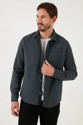 Buratti Langarmhemd Regular Fit Blau/Grau/Dunkelgrau/Dunkelblau/Dunkelgrün