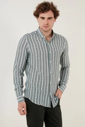 Buratti Langarmhemd Slim Fit Grau