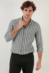 Buratti Langarmhemd Slim Fit Grau