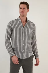 Buratti Langarmhemd Slim Fit Grau/Dunkelrot/Rot/Dunkelgrau