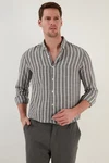 Buratti Langarmhemd Slim Fit Grau/Dunkelrot/Rot/Dunkelgrau