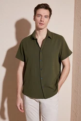 Buratti Langarmhemd Slim Fit Dunkelgrün/Grün/Khaki