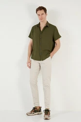 Buratti Langarmhemd Slim Fit Dunkelgrün/Grün/Khaki