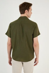 Buratti Langarmhemd Slim Fit Dunkelgrün/Grün/Khaki
