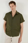 Buratti Langarmhemd Slim Fit Dunkelgrün/Grün/Khaki