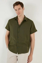 Buratti Langarmhemd Slim Fit Dunkelgrün/Grün/Khaki
