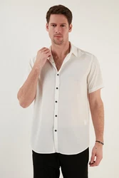 Buratti Langarmhemd Slim Fit Weiß/Creme/Khaki