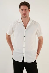 Buratti Langarmhemd Slim Fit Weiß/Creme/Khaki