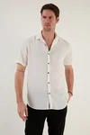 Buratti Langarmhemd Slim Fit Weiß/Creme/Khaki