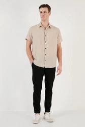 Buratti Langarmhemd Slim Fit Beige/Braun/Khaki
