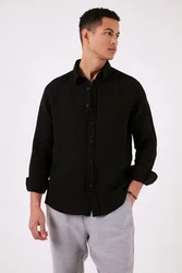 Buratti Langarmhemd Regular Fit Schwarz