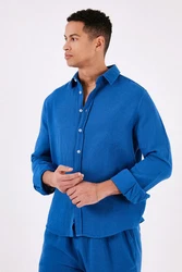 Buratti Langarmhemd Regular Fit Blau/Dunkelblau/Pastell