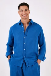 Buratti Langarmhemd Regular Fit Blau/Dunkelblau/Pastell