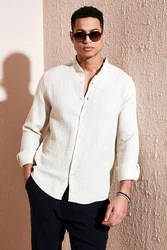 Buratti Langarmhemd Regular Fit (1-tlg) Khaki/Beige/Weiß