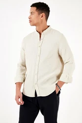 Buratti Langarmhemd Regular Fit (1-tlg) Khaki/Beige/Weiß
