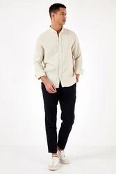 Buratti Langarmhemd Regular Fit (1-tlg) Khaki/Beige/Weiß