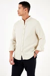 Buratti Langarmhemd Regular Fit (1-tlg) Khaki/Beige/Weiß