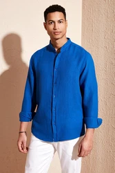 Buratti Langarmhemd Regular Fit (1-tlg) Blau