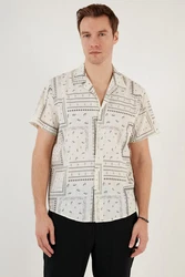 Buratti Langarmhemd Regular Fit Creme/Weiß/Beige/Grau