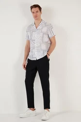 Buratti Langarmhemd Regular Fit Grau/Weiß/Braun/Lila/Rot
