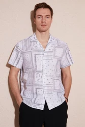 Buratti Langarmhemd Regular Fit Grau/Weiß/Braun/Lila/Rot