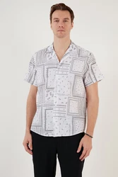 Buratti Langarmhemd Regular Fit Grau/Weiß/Braun/Lila/Rot