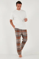 Buratti Schlafhose Regular Fit Dunkelrot/Creme/Rot/Orange/Weiß/Braun
