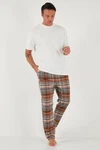 Buratti Schlafhose Regular Fit Dunkelrot/Creme/Rot/Orange/Weiß/Braun