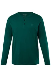 JP1880 Henley Basic Shirt Langarm Knopfleiste Grün/Dunkelgrün