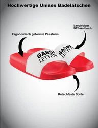 Youth Designz Badelatschen Gassi Letten Fun-Print Rot/Weiß