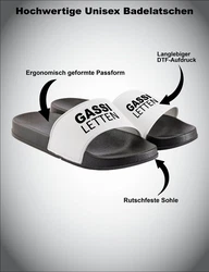 Youth Designz Badelatschen Gassi Letten Fun-Print Weiß/Hellgrau/Schwarz/Silber/Grau/Lila