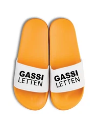 Youth Designz Badelatschen Gassi Letten Fun-Print Orange/Gelb/Weiß