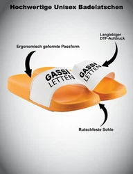 Youth Designz Badelatschen Gassi Letten Fun-Print Orange/Gelb/Weiß